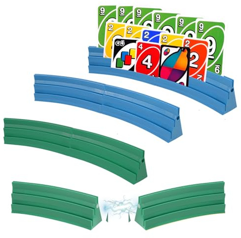 8 stycken spelkortshållare barn med 3 ramper, korthållare spelkort magnetisk skarvning, tvåfärgad, för seniorer barn artrit firande poker/UNO (4 blå och 4 grön)