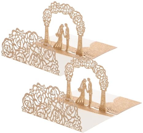 HOMSFOU 2 Stück Hochzeitseinladung Einladung Braut Karte Grußkarten Hochzeit Braut Hochzeitskarte Hochzeitsgrußkarte Karte Glückwünsche Hochzeitskarten Glitzerpapier Roségold