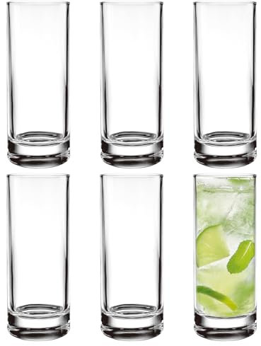 Vasos de agua – Vaso Highball – Vasos de agua de 5.51 pulgadas – Apto para lavavajillas, vaso alto grande – Uso ideal para zumos, cócteles, hogares, oficinas y bares