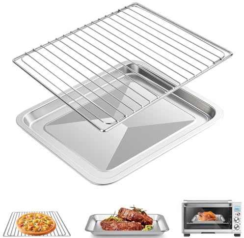 GWYXC Oven Rack & Tray for Breville BOV845BSS Smart Oven Pro, Stainless Steel Air Fryer Basket & Baking Sheet Set, Convection Toaster Oven Accessories, Dishwasher Safe (2-Pack)