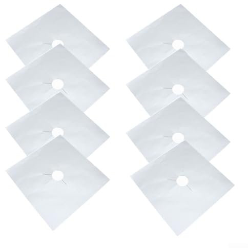 Set di 4 protezioni per fornelli a gas, non riutilizzabili, per mantenere la pulizia durante la cottura (8 pezzi, argento)