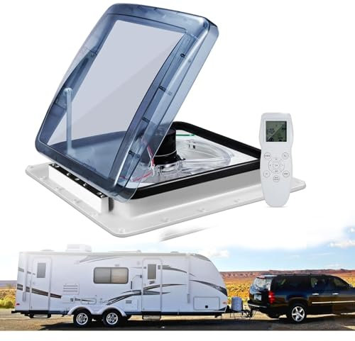 OWOHYG Ventilatore da Tetto per roulotte da 12 V con sensore Pioggia - Ventilatore da Tetto Reversibile per Camper, velocità a Distanza, Apertura di 15,7 m - Ideale per Camper