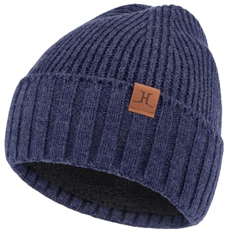 Bequemer Laden Bonnet Femme Hiver Chaud avec Doublé Polaire Tricot Cadeau | Bonnets Chapeau Femme Pompon Bonnet Noir Abricot Bord Large par Temps Froid Idee Cadeau Noel Maman Soeur Adolescente Fille