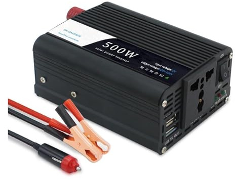 Power Inverter Inverter Di Potenza DC 12V A AC 220V 230V 500W Nero Convertitore Di Tensione Trasformatore Automatico Adattatore Doppia USB Presa Universale UE(Uni)