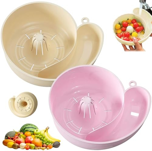 GOUYENG Obstsieb,2 Stück Multi-Functional Drain Basket,Abflusskorb,Spülsieb mit Wasserrotations-System für Früchte,Multifunktion Obst Sieb,zum Waschen von Lebensmitteln Gemüse Obst
