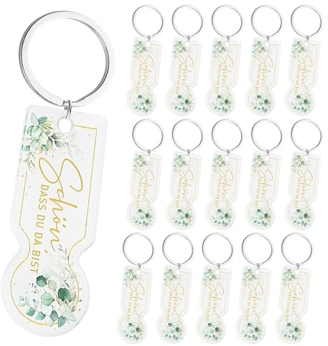 Xvbhaq 24 Stück Acryl Einkaufswagenöffner Schlüsselanhänger Schön, dass du da bist Gastgeschenke für Hochzeit, Taufe, Gäste, Abschied und Kollegen