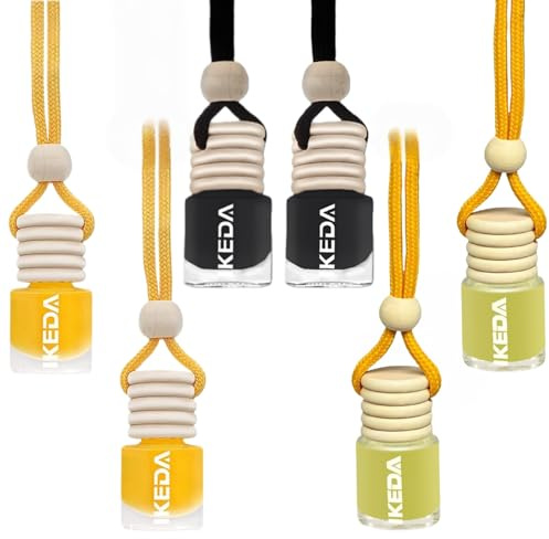 IKEDA Auto Lufterfrischer, Auto Duft Innenraum, Duftbaum Aufhänger Diffusor, Geschenke für Frauen Männer, 24ml(6 * 4ml), Enthält: Orange, Dunkel-Nacht und Zitrone 3 Stück