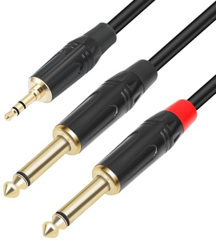 NVOQILIN Cavo stereo a canale singolo per amplificatori e mixer per amplificatori, 1 m, 2 m, 3,0 m, 3,5 mm, 1/8 maschio a 6,35 mm maschio