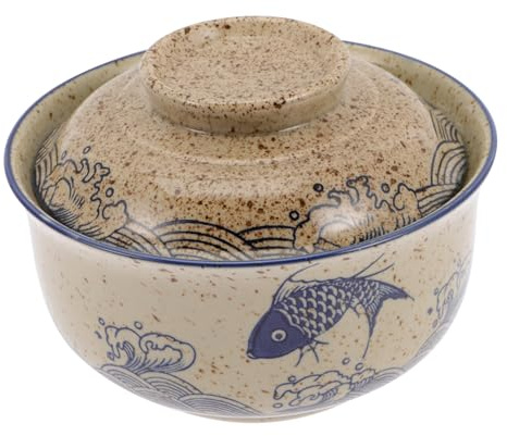 Cabilock Tazón Japonés para Ramen de con Tapa Cuenco para Sopa y Fideos Recipiente Seguro y Fácil de Limpiar para Cocina Diaria