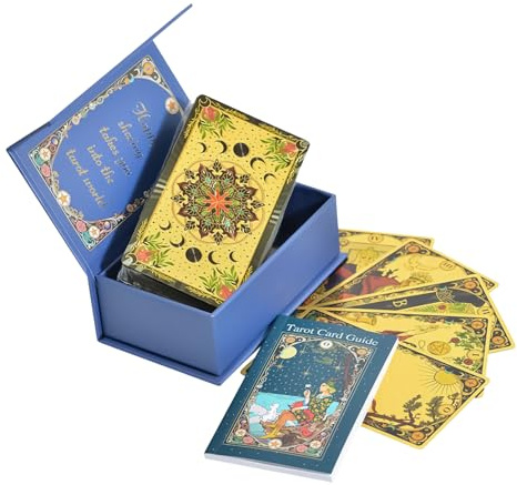 Ratpzou Mazos De Tarot | 80 Cartas De Tarot Bonitas | Juego de Mesa con Instrucciones para Viajes Diarios Hombres Mujeres Niños Niñas,para Uso Diario Y Viajes para Todos
