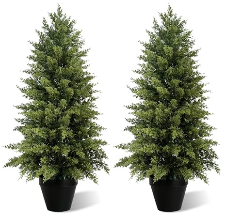 Vitalismo Planta Artificial Grande Ciprés, Árbol Artificial Interior Exterior con Maceta Cedro Topiario Falso Decoración Verdor para Entrada Salón Terraza Jardín Casa Oficina Local Comercial
