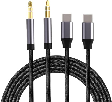 JinRuiCPeng 2 PCS Câble USB C vers 3.5mm Jack,1 M, ACâble Type C 3.5mm Mâle Adaptateur Jack Stéréo Voiture, pour Voiture, Casque, 17 16 15 série