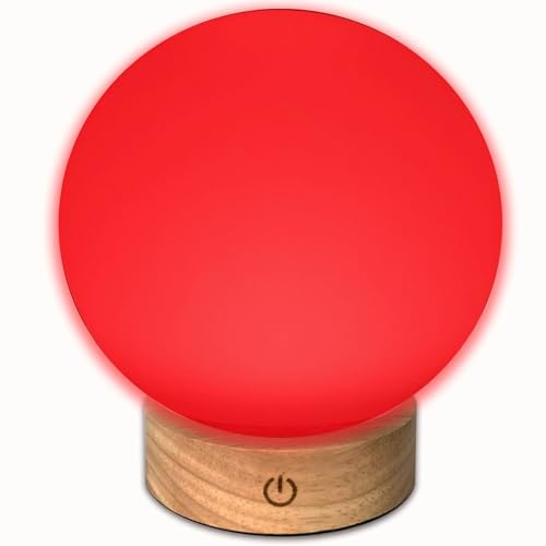 Lámpara de Luz Roja Circadiana 600nm – Sin Flicker, sin EMF, Portátil e Intensidad Regulable – Iluminación Roja Minimalista para un Ambiente Cálido, Sin Luz Azul – Materiales Premium. (Sphere)