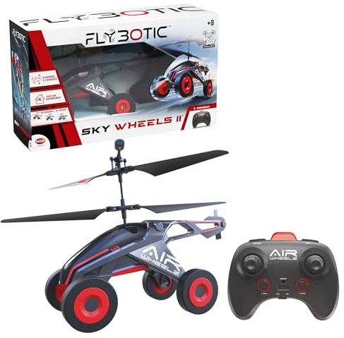 Bizak Flybotic Sky Wheels II 62004569 Véhicule Volant radiocommandé 2 en 1, Roue terrestre et décollage pour Voler, hélicoptère avec Roues, Produit Officiel, pour Enfants à partir de 8 Ans