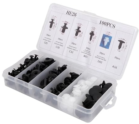 CFTGIW 100 Pezzi di Clamp/Holder per Rivestimento del Pannello della Portiera dell'auto, Kit di Fissaggio per Paraurti, Kit di Rivetti a Pressione Universale, Realizzato in Plastica Resistente, di