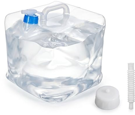 Brizuf 15L Wasserkanister Faltbar mit Hahn – Trinkwasserkanister & Wasserbehälter für Camping, Wandern & Outdoor – BPA-frei Wassertank inkl. Verschluss & Teleskop-Schlauch – Wasserkanister Faltbar