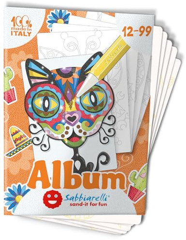 Sabbiarelli – Album Mexicolors | Fogli Adesivi per Sand Art | Contiene 5 Disegni Adesivi A5 | 100% Made in Italy | Hobby Rilassante | Ragazzi e Adulti | SABBIA COLORATA NON INCLUSA