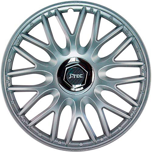J-Tec 4er Set Radzierblenden Orden R 14-Zoll Silber + Chrom Ringe