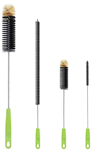 ORIA 4 PCS Spazzola di Bottiglia, Set di Pulizia per Bottiglie in Multiuso, Scovolino per Pulizia Flessibili con Manici Lunghi, Perfetto per Bottiglia per Bambini, Tubi, Beccuccio, Tastiera