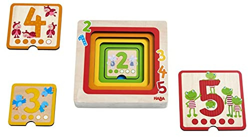 HABA 305529 - Holzpuzzle Zahlenfreunde, Holzpuzzle ab 1 Jahr, bunt