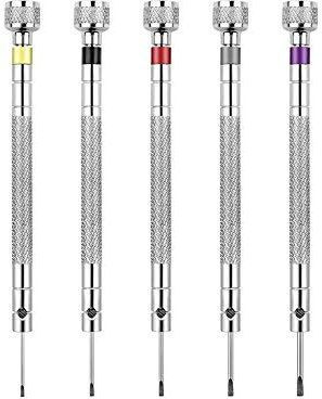 5 Pcs Precision Screwdriver Set Watchmakers Screwdrivers Reversible Blade Screwdriver for Watch Eyeglasses Jewelry Repair