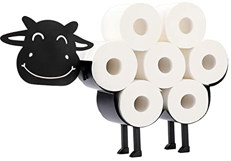 SUMNACON Schwarz Toilettenpapierhalter aus Metall WC Rollenhalter Papierhalter Toilettenrollenhalter Wandmontage Rindform Dekoration für Badezimmer