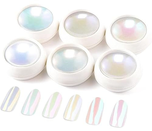 BISHENGYF 6 Chrom Glitzerpuder, Chrome Nail Powder, Spiegel Effekt Chrome Pigmente für Nagelkunst und Nageldesign Starter (Weiß)…