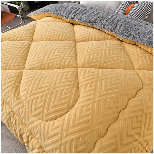 ZTGL Steppdecke, 2,5-5 kg Winter-Decke Flauschige Kaschmir Steppdecken für Allergiker Duvet, Verdicken Sie Lamm Kaschmir Decke Winter Weiche Warme Bettdecke Bettwäsche,Gelb,200x230cm(4kg)