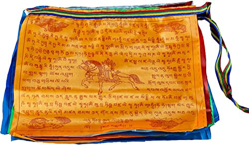 Tibetan Hanging BannersBanners Tibetan prayer flags, Tibetan Prayer Flags Outdoor Long 7M, Handmade Buddhism Decor Meditation for Home, Living Room, Garden, Yard Decoration,A