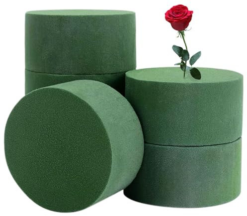 GWAWG Schiuma floreale rotonda, 5 pezzi, bagnata e asciutta, per matrimoni e negozi di fiori (verde)