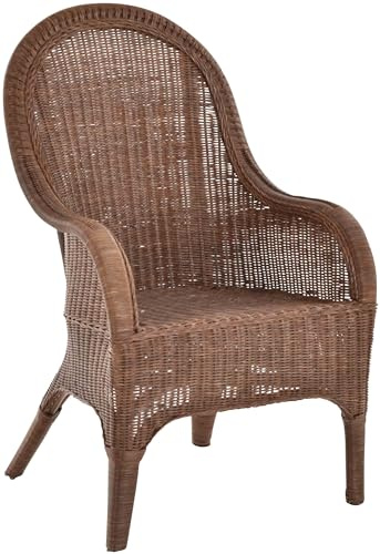 korb.outlet Bequemer Rattansessel mit hoher Rückenlehne Rattan Rattanstuhl Lounge mit Breiten Armlehnen (Braun)