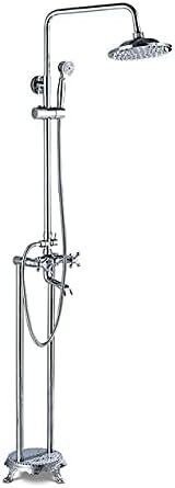 Ensemble De Robinets De Douche, Robinet De Baignoire Sur Pied, Mitigeur De Baignoire-douche Sur Pied Avec Douchette À Main, Système De Douche À Effet De Pluie De 8 Pouces, Chromé,Ch.