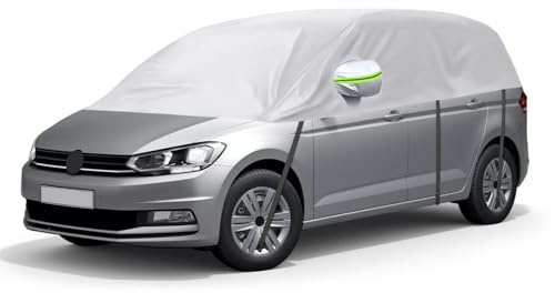 Autoabdeckung Ersatz für VW Touran 2015-2026, Silber Halbgarage | Wasserdicht Sonnenfest Hälfte Autoabdeckung UV Beständige Halbe Auto Abdeckplane Staubdicht Schneefest Outdoor Indoor