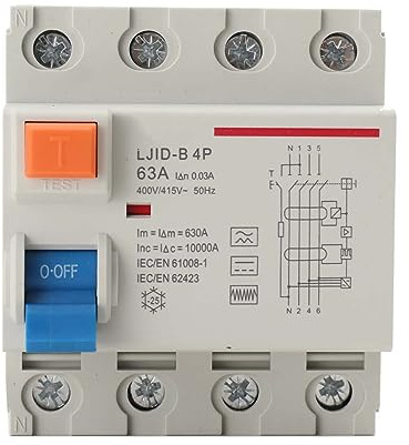 Cozyel Fehlerstromschutzschalter/Fehlerstrom-Schutzschalter/FI Schutzschalter/FI-Schalter/RCD / 4-Polig / 63A / 30mA / Typ B Wallbox E-Auto Allstromsensitiv Schalter Automat Sicherung circuit breaker