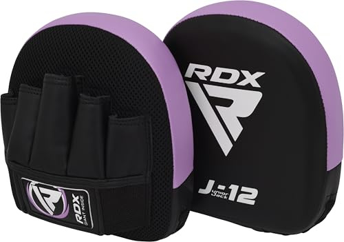 RDX Kids Boxing Pads Focus Mitts, Maya hide leather Curved Junior Hook and Jab Target Hand Pads, Great for Youth MMA, Martial Arts, Muay Thai, Kickboxing and Karate Training