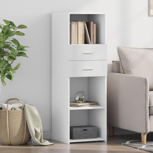Somanki Highboard Weiß 40x42,5x124 cm Holzwerkstoff, Kommode, Sideboard, Schuhkommode, Komodenschrank, Kleiderkommode, Küchenanrichte, Flurkommode, Esszimmerschrank - 846159