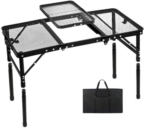 Table pliante haute,Table pliante - Table de camping | Table de gril extérieure Portable, Table de four à Pizza à hauteur réglable, Table de préparation de barbecue avec sac pour gril