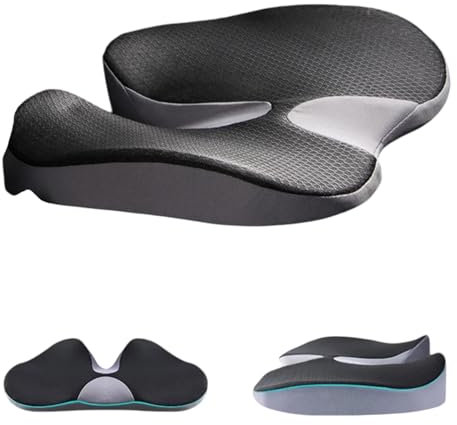 Ecofeen Cojín ortopédico de espuma viscoelástica antideslizante, soporte de próstata y coxis para aliviar el dolor de ciática y espalda, cómoda almohada para silla y asiento de coche