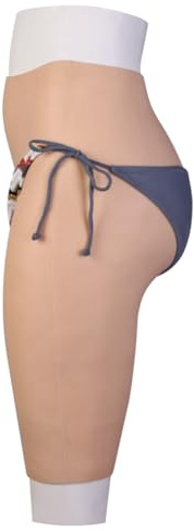 CRRCLSY Silicone Pants with Pee Device Full Silicone Hip Enhancer Butt for Drag Queen Crossdresser Transgender Cosplay (Ivory, S)