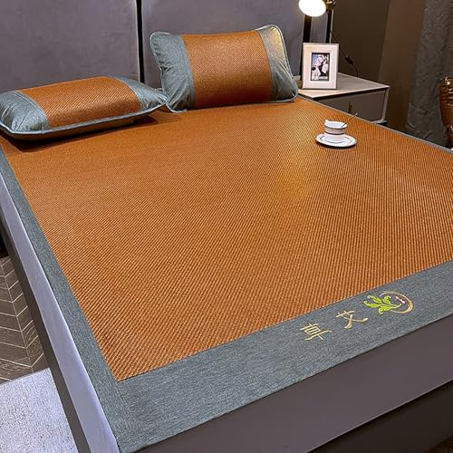Estera de Cama de Bambú, Estera De Bambú Plegable De Doble Cara Para Cama, absorbe el sudor, colchoneta para verano, ropa de cama fresca para el hogar, escuela, dormitorio, jardín(Color A,120*200cm)