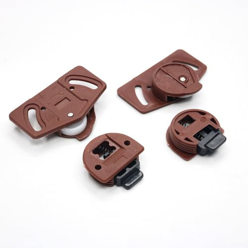 DmDoyy 4x Rotelle Per Porta Scorrevoli, Carrello Guida Plastica Scorrevole, in Plastica Marrone, Sistema Di Guida Per Porte Di Armadi A Muro, Mobili