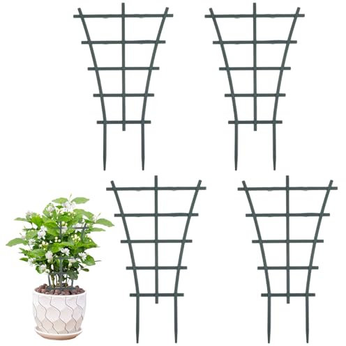 HJZHII 4PCS Trellis for Climbing Plant, Mini Indoor Outdoor Garden Trelli Mini Stackable Plastic Plant Trellis Climbing Growing Support for Climb Plants Vine Hoya Pothos Support Potted Supports