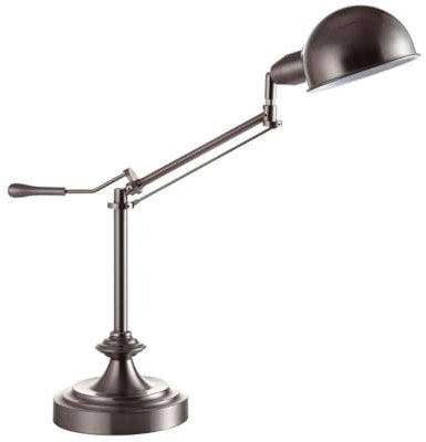 NTALJC Mejora la iluminación del Espacio de Trabajo con lámpara de Mesa de Metal Ajustable, rotación del Brazo de 45 Grados y Movimiento de Cabezal de 90 Grados, Acabado Plateado