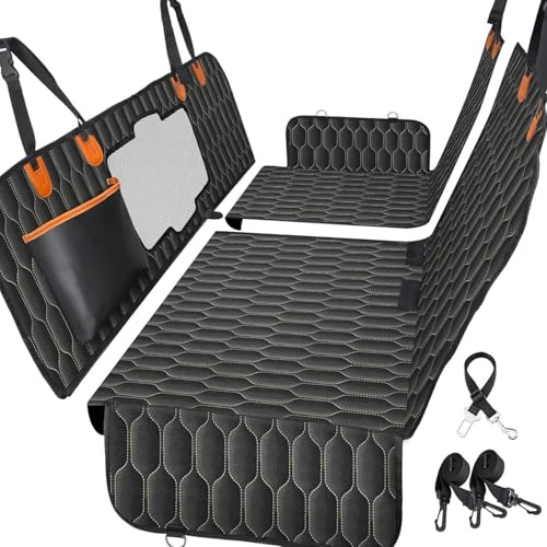 Hundedecke Rückbank 3In1,wasserdichte Autoschondecke Für Rücksitz,Teilbare Hundematte Mit Anschnallgurt,Kratzfeste & rutschfeste Autodecke Für Alle Autos,Rücksitzverbreiterung,Hundenetz Auto