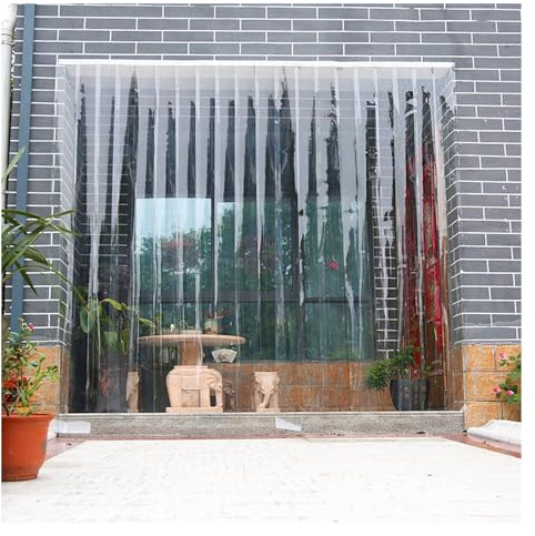 Cortinas de Vinilo Resistentes para Puerta, Kit Transparente de Tiras de plástico Liso de PVC, para Cocina, Tienda, fábrica y casa de Mascotas (tamaño: 180 x 210 cm)