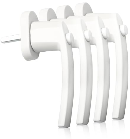 Pack de 4 Manillas para Ventanas con Seguridad Infantil – Manilla de Ventana y Puerta de Balcón de Aluminio Blanco con Botón de Seguridad Eje 35mm Resistente y Fácil de Instalar