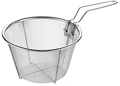 Stainless Steel Frying Basket,Multi-Purpose Folding Food Strainer with Ergonomic Handle Food Colander for Quick Oil Drainage Frying and Cooking(18cm)