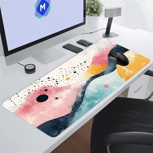 Tappetino Mouse XXL Gaming 1200x600x2 mm Rosa Giallo Verde Tappetino per Mouse Grande Cuscinetto per Tastiera Grande da Scrivania Gaming Mousepad Lavabile per Ufficio e casa