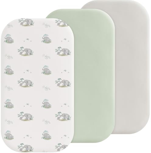 Susurration Juego de 3 Sábanas Ajustables para Moisés Transpirables Elásticas Microfibra Sábanas para Cochecitos Protector de Colchón Sábanas Ajustables para Cochecitos 50 x 90 cm (Gris Elefante)