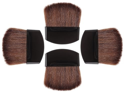DIYEAH Juego de 4 Brochas de Maquillaje Facial Negras, Cerdas de Pelo de Caballo y Plástico, Livianas para Aplicar Polvo E Iluminador en Maquillaje Profesional